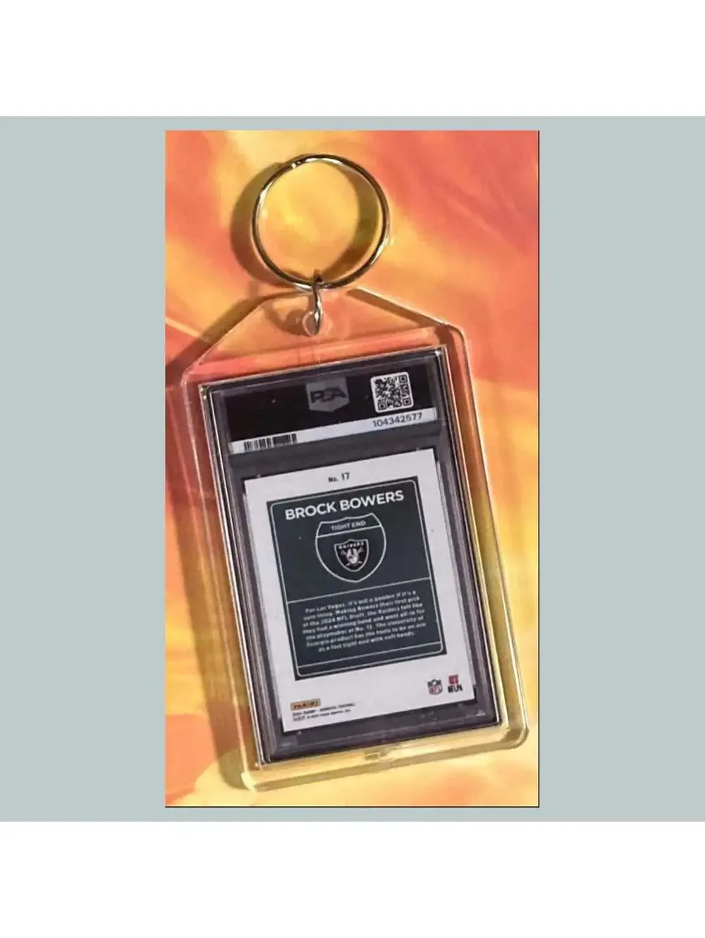 3695 Brock Bowers 2024 Panini Donruss Downtown Custom Hand Made Keychain